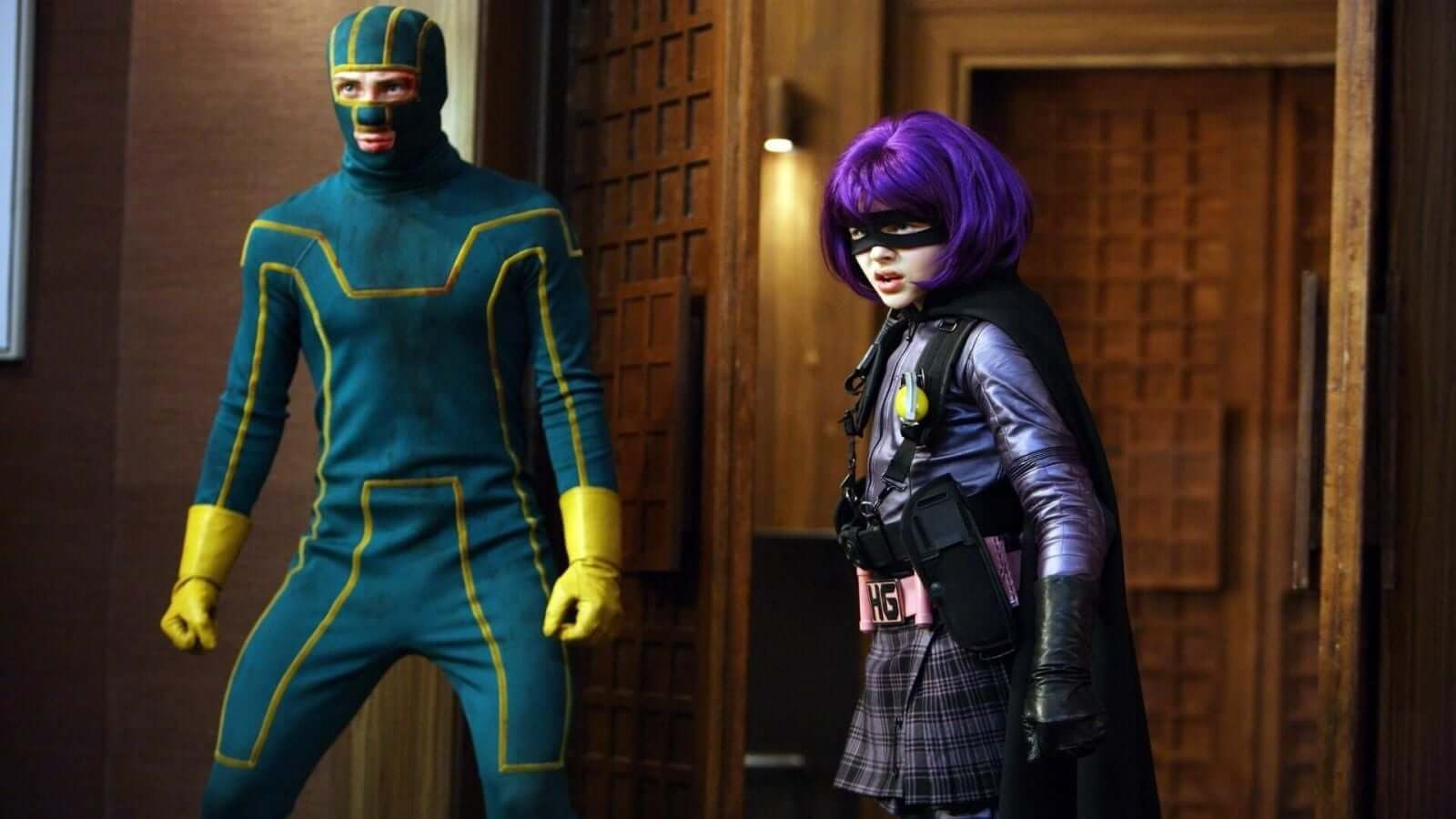 Aaron Taylor-Johnson and Chloë Grace Moretz in the movie Kick-Ass