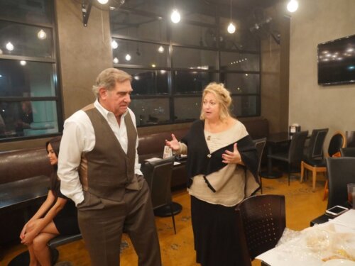 Michelle Danner with Actor Dan Lauria on the set of the film Bad Impulse.