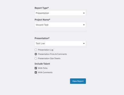 Casting Networks presentation reports page.