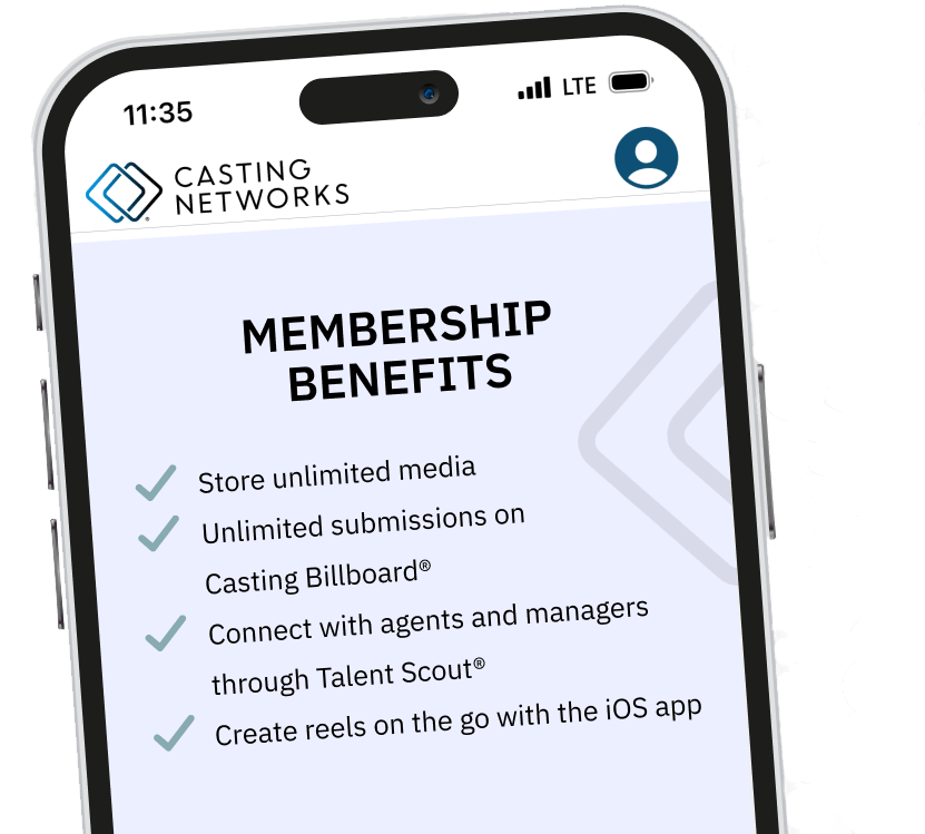 mobile phone with Casting Networks site on it